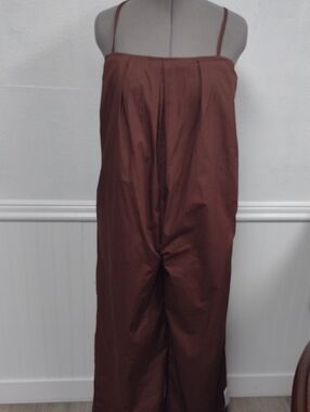 ASOS Rust Brown Spaghetti-Strap Wide Leg Jumpsuit